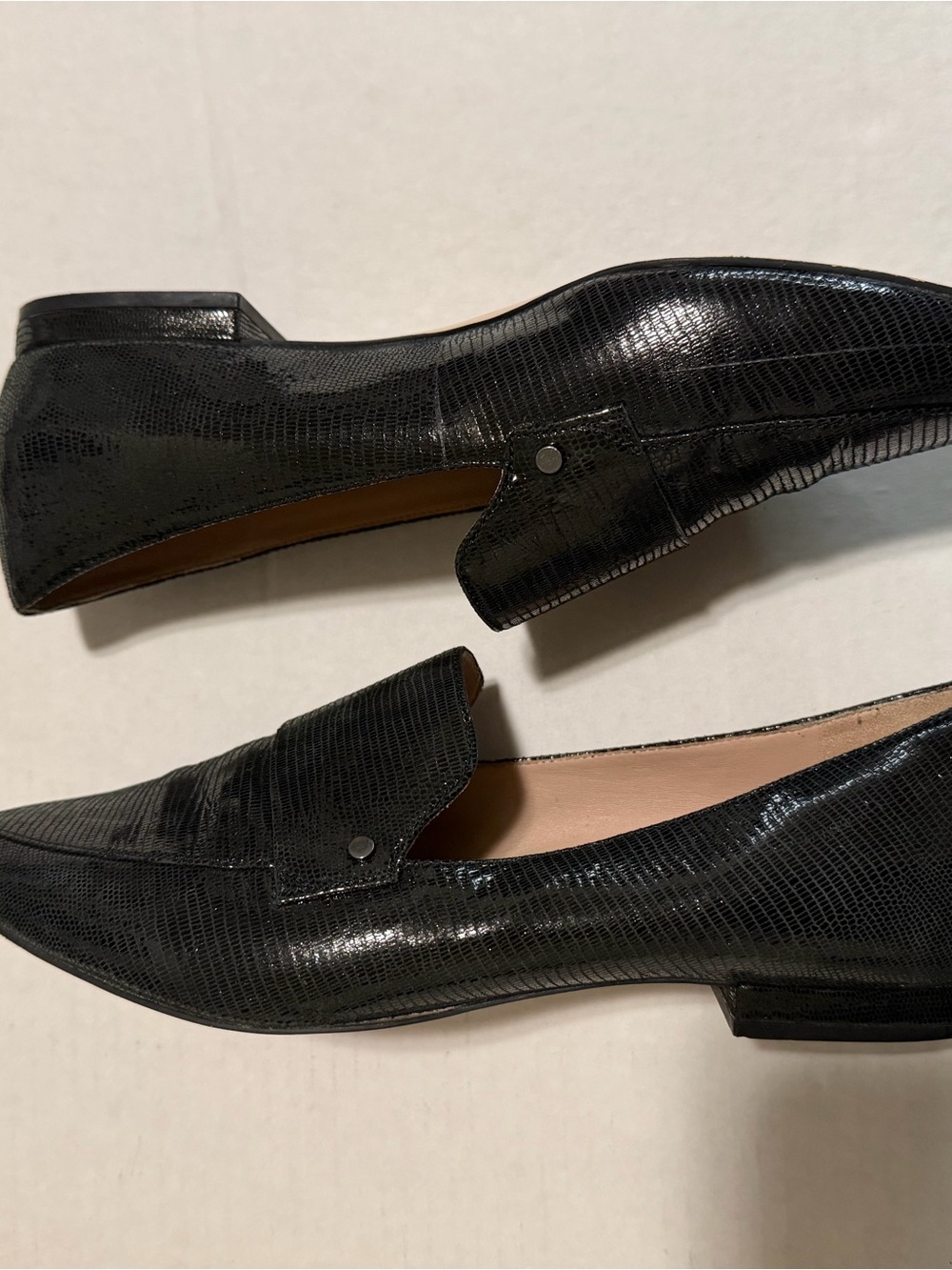 27 EDIT Black Pointed Leather Slip-On Loafers - Picture 5 of 6